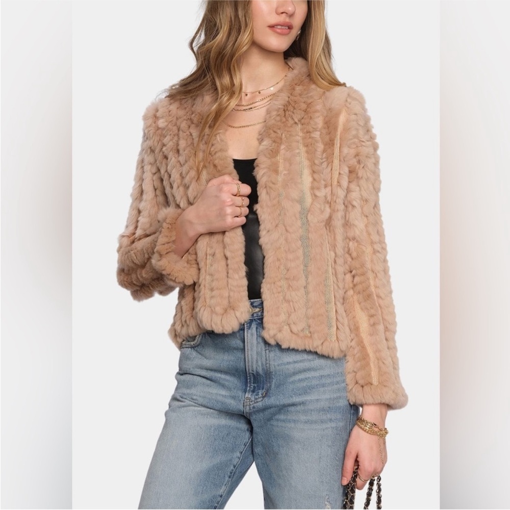 Women's Beige Faux Fur Jacket
